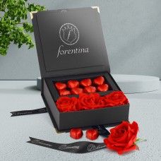 Forentina Rose Melek Kolye Çikolata & Kadife Kırmızı Gül Hediye Set PS2697