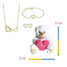 Kalpli Kolye Küpe Bileklik Set - Hediye Set PS0418