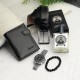 Forentina Erkek Siyah Kemer Cüzdan Bileklik Saat Parfüm Set PS2438