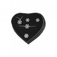 Forentina Beyaz Güllü Kutuda Beyaz Metal Bayan Kol Saati - Kar Tanesi Takı Seti  PS2686