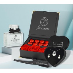 Forentina İnci Model Kol Küpe Set- Çikolata & Kadife Kırmızı Gül Parfüm Set PS2894