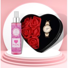 Forentina  Rose Metal Bayan Kol Saati - Güllü Kutuda - Body Mist Hediye PS2937