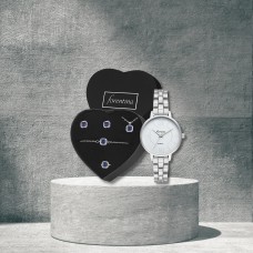 Forentina Kadın Lacivert Taşlı Kolye Küpe Bileklik Yüzük Takı Saat Seti PS299400TR