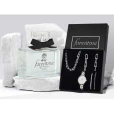 Forentina Gümüş Kaplama Zincir Modeli Takı&Parfüm Hediye Set PS3008
