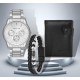 Forentina Erkek Metal Kol Saati Bileklik Kombin Cüzdan Hediye Set PS3023