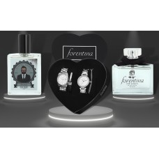Forentina Sevgili Kadın Erkek Metal Kol Saati Bileklik Kombin & Kadın Erkek Parfüm Hediye Set PS3042