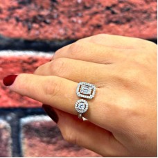 Forentina Gümüş Kaplama Baget Taşlı Kadın Ayarlanabilir Yüzük PS3133