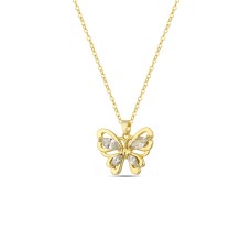 Forentina Gold Renk Kelebek Kolye Küpe Bileklik Saat Hediye Set PS3240
