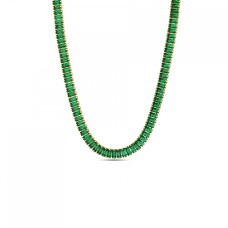 Forentina Altın Kaplama Yeşil Taşlı Baget Kolye Yüzük Hediye Takı Seti PS3252