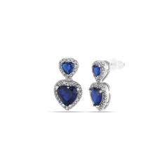 Forentina Lacivert Çift Kalpli Takı-Gri Metal Kol Saati Kombin PS4072