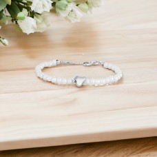 Forentina Gümüş Kaplama Beyaz Taşlı Kalpli Bayan Bileklik PS3544
