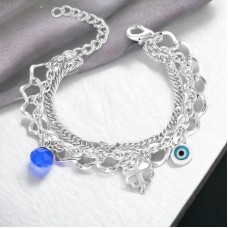 Forentina Gümüş Kaplama Çift Sıralı Yonca Figürlü Bayan Bileklik PS3557