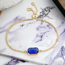 Forentina Bayan Lacivert Taşlı Gold Asansör Bileklik PS3577