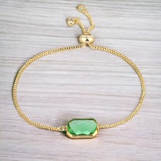 Forentina Bayan Yeşil Taşlı Gold Asansör Bileklik PS3578