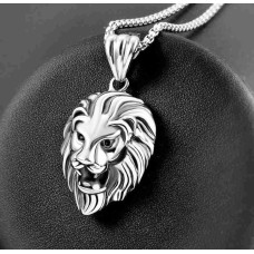 Forentina 315L Çelik Aslan Figürlü Erkek Kolye-60cm Zincir PS3684