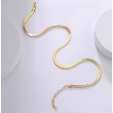 Forentina Altın Kaplama Yassı Yılan Zincir Kolye PS3704