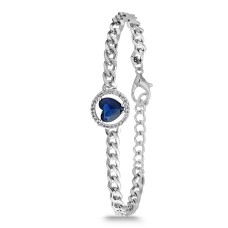 Forentina Bayan Gri Metal Kol Saati Lacivert Taşlı 2li Taşlı Bileklik Kombin Set PS4012