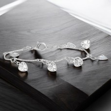 Forentina Gümüş Kaplama Sallantılı Kalp Bileklik PS4054