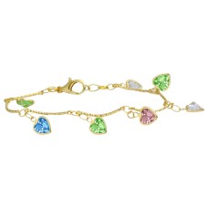 Forentina Altın Kaplama Renkli Taşlı Sallantılı Kalp Bileklik PS4056