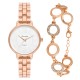 Forentina Bayan Rose Metal Kol Saati-Rose Halka Bileklik Kombin Set PS4068