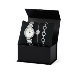 Forentina Gri Bayan Kol Saati-Kalpli Bileklik Kombin Set PS4107