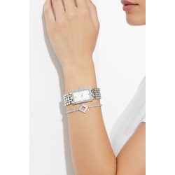 Forentina Gri Metal Bayan Kol Saati-Taşlı Bileklik Kombin PS4108