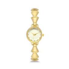 Forentina Gold Renk Bayan Metal Kol Saati Taşlı Bileklik Kombin Set PS4122