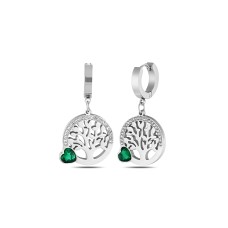 Forentina Çelik Gümüş Renk Hayat Ağacı Kolye Küpe Bileklik Set PS4116