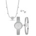 Forentina Gri Yılan Zincir Kalpli Kolye Bileklik Küpe-Saat Kombin PS4117