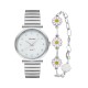 Forentina Bayan Gri Metal Kol Saati-Papatya Bileklik Kombin Set PS4126