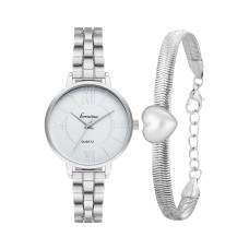 Forentina Bayan Gri Kol Saati-Kalpli İnci Model Gri Bileklik PS4127