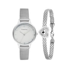 Forentina Hasır Kordon Gri Kol Saati-Hasır Zincir Kalpli Bileklik PS4129