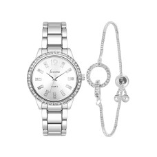 Forentina Gri Renk Metal Kol Saati-Taşlı Halka Model Gri Asansör Bileklik PS4134