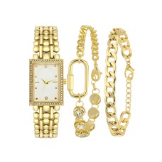 Forentina Bayan Metal Kol Saati-Taşlı Zincir 2li Bileklik Set PS4140