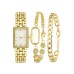 Forentina Bayan Metal Kol Saati-Taşlı Zincir 2li Bileklik Set PS4140
