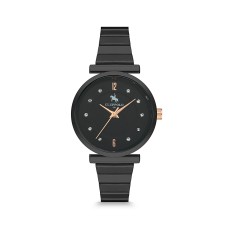 Forentina Bayan Siyah Kol Saati-Kırmızı Deri Bileklik Kombin Set PS4143