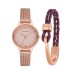 Forentina Bayan Rose Hasır Kol Saati-Rose Deri Bileklik PS4144