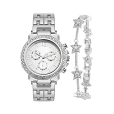 Forentina Taşlı Gri Metal Kol Saati-Taşlı Yıldız Bileklik Kombin PS4146