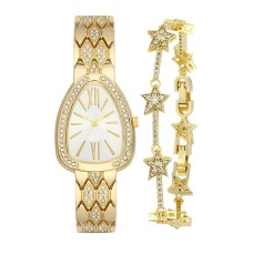 Forentina Gold Renk Taşlı Kol Saati-Yıldız Bileklik Kombin PS4147
