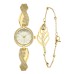 Forentina Taşlı Bayan Kol Saati-Yaprak Model Bileklik Kombin Set PS4149