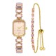 Forentina Pembe Baget Taşlı Gold Renk Saat-Pembe Taşlı Bileklik PS4150