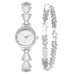 Forentina Gri Renk Bayan Metal Kol Saati Taşlı Bileklik Kombin Set PS4152