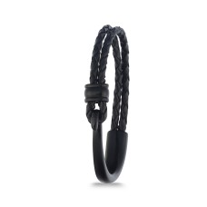 Forentina Erkek Siyah Deri Bileklik PS4153