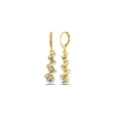 Forentina Altın Kaplama Beyaz Taşlı Tria Kolye Küpe Set PS4154