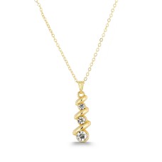 Forentina Altın Kaplama Beyaz Taşlı Tria Kolye Küpe Set PS4154