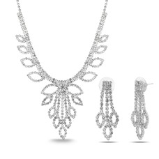 Forentina Bayan Gümüş Kaplama Taşlı Düğün Seti PS4155