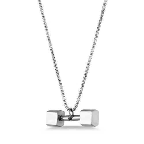 Forentina Çelik Erkek Gri Halter Kolye-60 cm Zincir PS4156 Forentina Çelik Erkek Gri Halter Kolye-60 cm Zincir PS4156