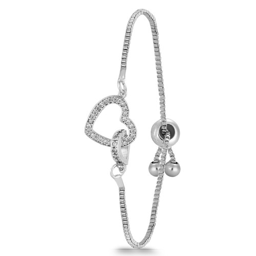 Forentina Bayan Gümüş Kaplama Kalpli Asansör Bileklik PS4170 Forentina Bayan Gümüş Kaplama Kalpli Asansör Bileklik PS4170