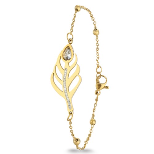 Forentina Toplu Zincirli Gold Renk Yaprak Bileklik PS4178 Forentina Toplu Zincirli Gold Renk Yaprak Bileklik PS4178