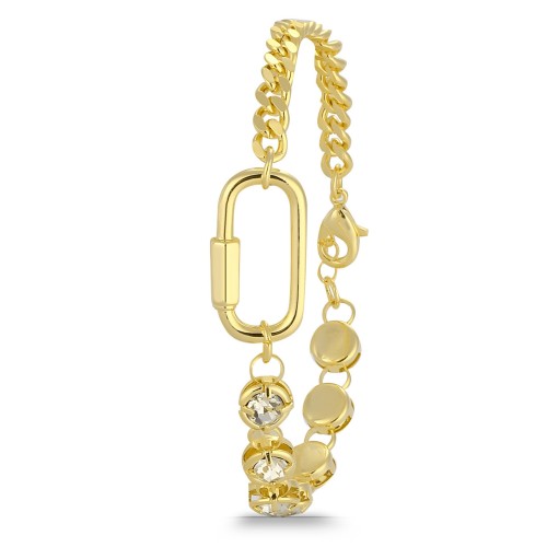 Forentina Gold Renk Taşlı Tasarım Zincir Bileklik PS4180 Forentina Gold Renk Taşlı Tasarım Zincir Bileklik PS4180